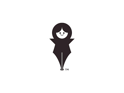Girl Pen black and white branding design girl icon illustration logo minimalist nib pen vector