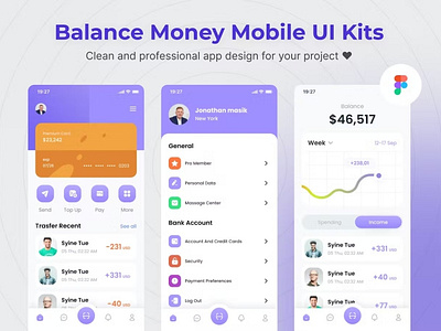Balance Money Mobile App UI Kits Template app app ui app ui kit dashboard mobile ui kit user interface ux