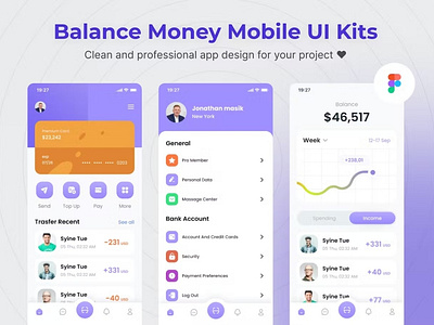 Balance Money Mobile App UI Kits Template