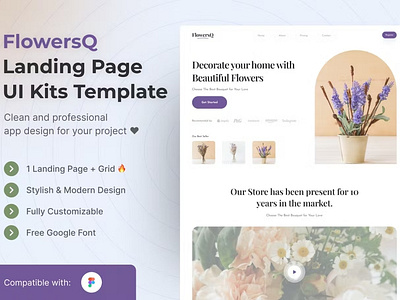 FlowersQ Landing Page UI Kits Template