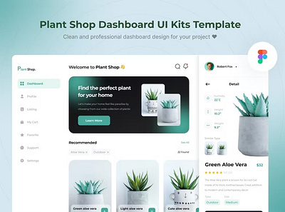 Plant Shop Dashboard UI Kits Template app app ui app ui kit dashboard design mobile ui kit user interface