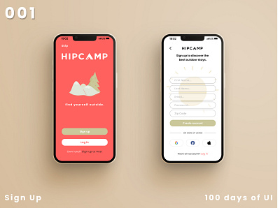 Sign Up Screens for Hipcamp app branding camp design hipcamp outdoor industry ui ux