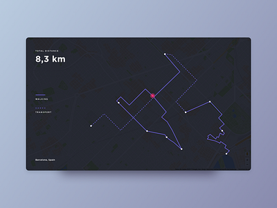 Daily UI #020 - Location Tracker 020 barcelona dailyui dark distance location maps minimal tracker