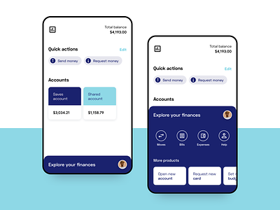 Banking App Concept account app balance banking card finance financial flat minimal mobile modal profile slider ui wallet