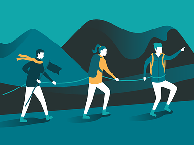 Bambu Hikers advocacy employee gradients hikers illustration mountains people