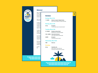 President's Club Welcome Letter & Schedule agenda badge club double sided illustration island layout letter letterhead schedule welcome