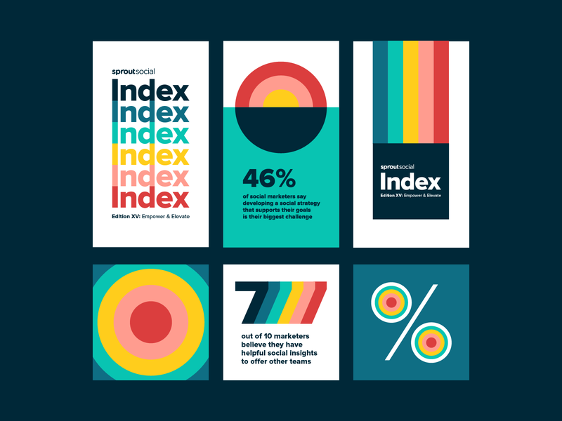 Sprout Social Index Design System bold bright colorful data design system impact infograph infographics multicolor rainbow social media stripes typography visual identity