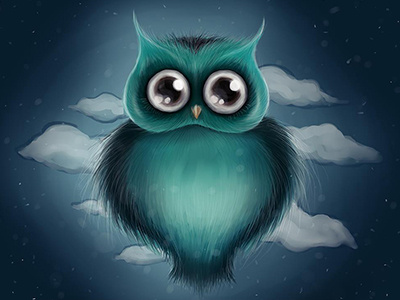 Scared little owl app digital fantasy illustration owl painting story