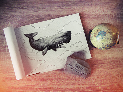 Whale in the sky drawing globe illustration pencil rock sketch whale