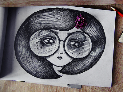 The day I got my first glasses drawing flower girl glasses pencil sketch