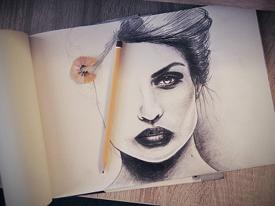 Random face study drawing eyes girl lips pencil sketch study