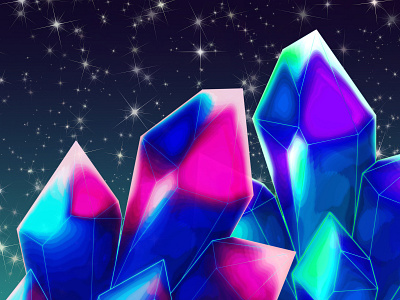 Magic Gems crystals design gemstones graphic design illustration neon