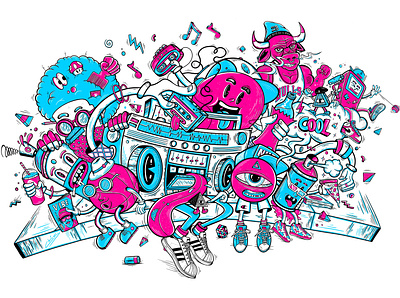 The 90´s Crew art branding color design illustration ilustración ipadpro ipadproart music musica procreate sketch