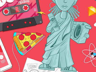Personal website UI illustration color grafiti illustration ilustración pizza spray can style ui ux