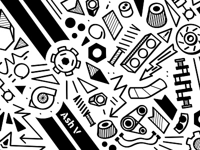 Ash V doodle art branding car parts design doodle art doodles shapes