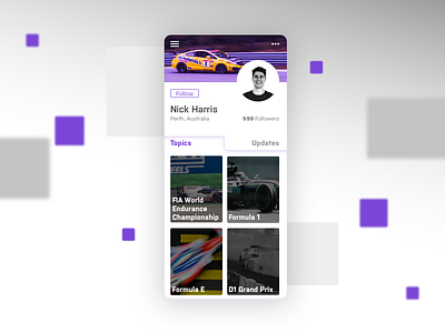 Daily UI 006-User Profile daily ui daily ui 006 design fan profile feedbackplease motorsport topics of interest ui ui ux design user profile
