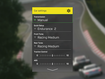 Daily UI 007 — Settings car dailyui 008 feedbackplease game settings modal pause menu racing settings ui