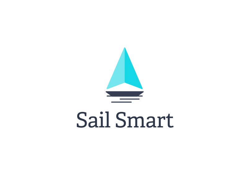 Sail Smart anchor app app logo brand branding compass life ring logo sail sailing sea waves