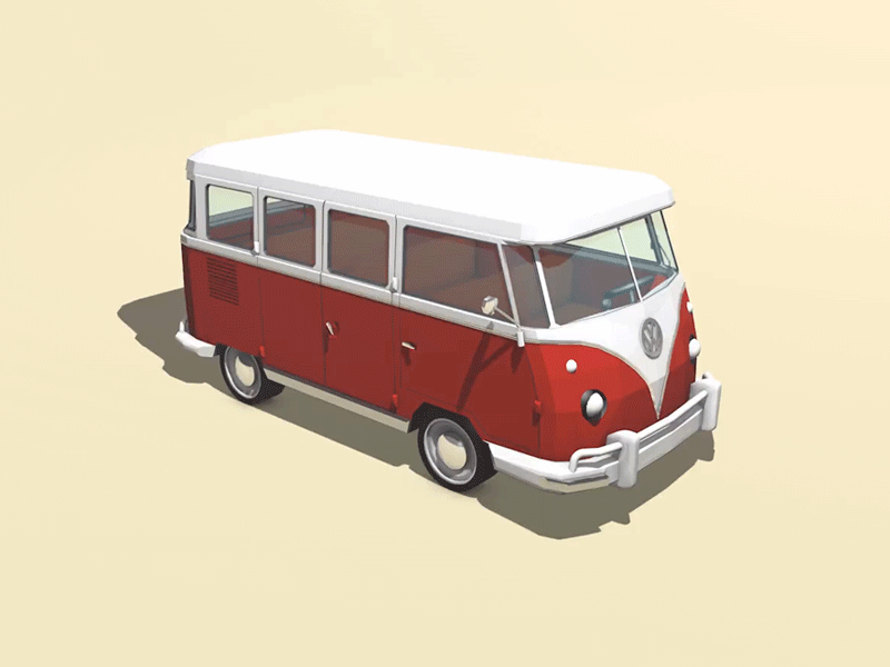 VW Bus car cinema 4d low poly modeling old school vwbus