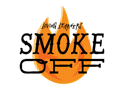 Smoke Off bbq fire half tone logo western