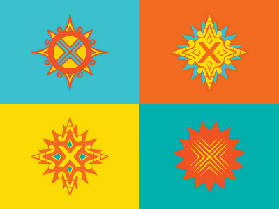 Four Suns aztec illustration logo