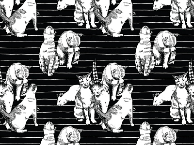 Cats Pattern black and white cats illustration