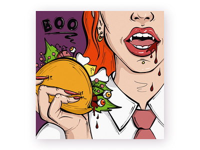 Halloween Poster| Print art cartoon character colorful comics creative digital art drawing flat design food girl graphic design halloween illustration party poster print design procreate teeth vampire