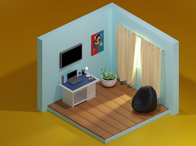 My room in 3d illustration 3d animation app blender branding compositing cycles design graphic design illustration logo motion graphics render typography ui ux vector