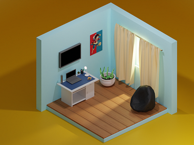 My room in 3d illustration