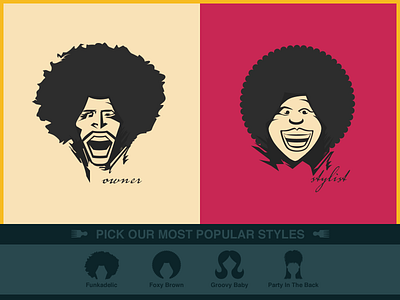 Haircuts afro disco funk groovy hair illustration retro vector