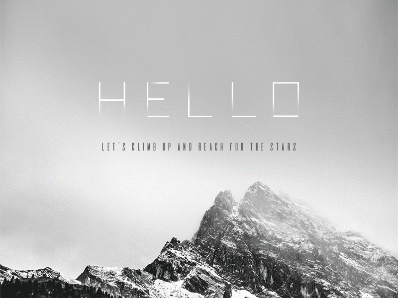 Greet and animate! animated text animation bw greyscale hello icons image typography lines minimal mountains