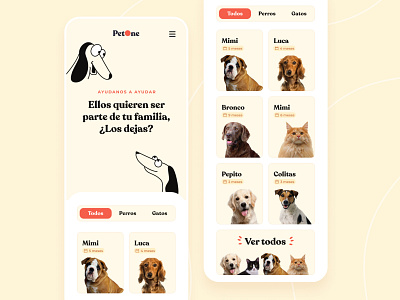Pet Rescue App Concept app app design app ui card design card ui figma inspiration landing page ui web design