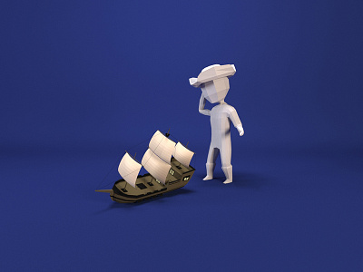 Ship's Crew 3d boat captain isometric journey low poly ocean pirate ship