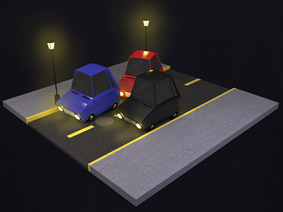 Traffic 3d cars isometric low poly rendering street traffic urban voxel