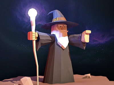 Gandalf the Gray 3d character gandalf gray hobbit isometric lord of the rings low poly magic magician ring