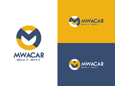 Mwacar logo blue brandidentity branding logo yellow