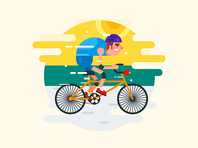 Cycler Flat Illustration bicycle clean cycle exercise flat healthy illustration morning simple sport sunrise vector