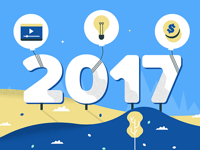 Content Marketing Trends in 2017 2017 blue content content marketing flat illustration marketing new year vector