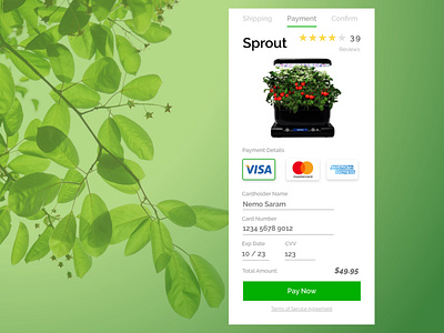 Hydroponic Product Credit Card Checkout