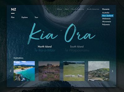 NZ Travel Landing Page daily ui daily ui challenge ipad maori new zealand travel ui ux ui design visual design