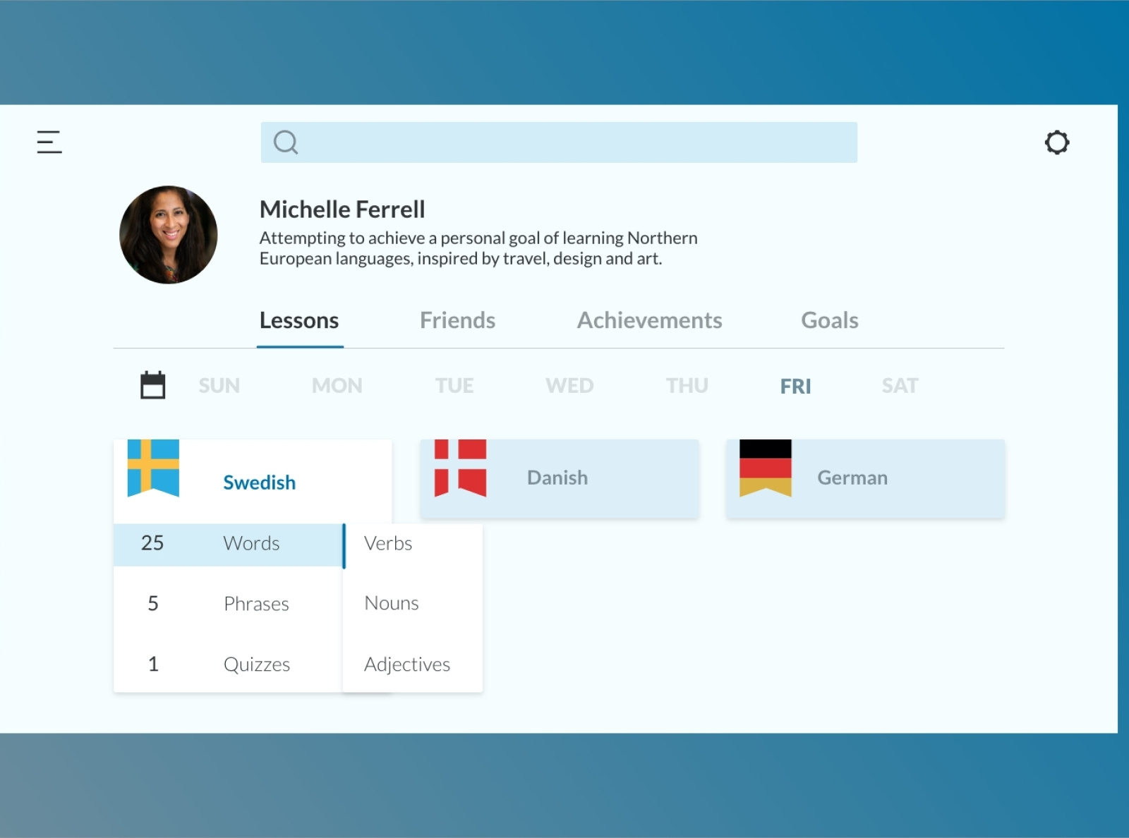 Language User Profile by Michelle Ferrell on Dribbble