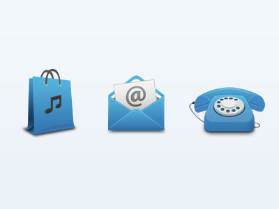 Icons bag blue email envelope icons mail phone