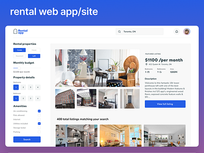 Rental Web App app branding design desktop logo product productdesign ui ux webapp