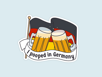 I Pooped In Germany beer europe german germany humor illustration kitsch poop sticker travel travel art