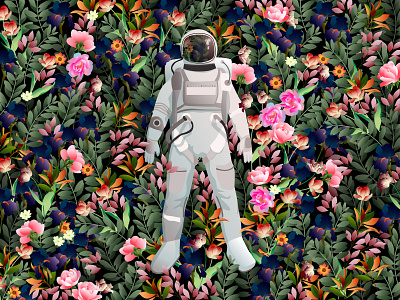 Space dream android art astronaut astronomy background concept cyborg dream fantasy flora flower futuristic galax global gravity human illustration spacesuit typography vector