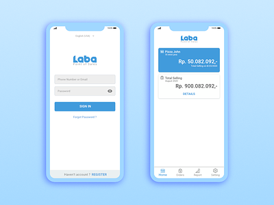 Laba login and home available for hire indonesia ui ui design ui project