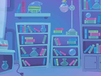 Laboratory alchemy background bulb cartoon game laboratory