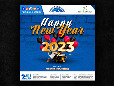 Happy New Year 2023 3d branding graphic design