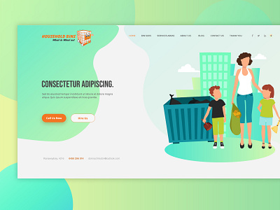 Skip Bins Landing Page Template Design branding design graphic design illustration photoshop design psd design template design ui uiux design web design