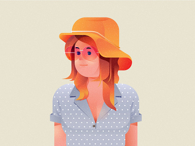 Summer avatar character colorful cute girl illustration